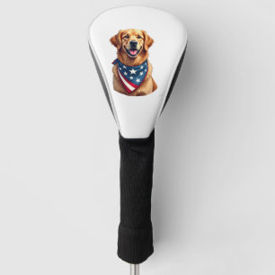 Patriotic Golden Retriever Vintage Engraving Shirt Golf Head Cover
