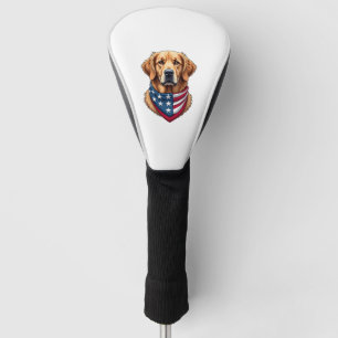 Patriotic Golden Retriever Vintage Engraving Shirt Golf Head Cover
