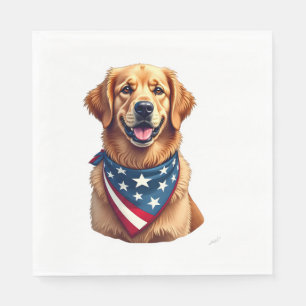 Patriotic Golden Retriever Vintage Engraving Shirt Napkin