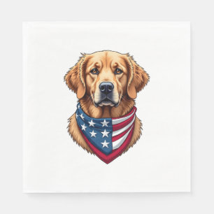 Patriotic Golden Retriever Vintage Engraving Shirt Napkin