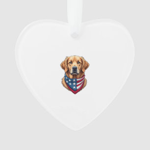Patriotic Golden Retriever Vintage Engraving Shirt Ornament