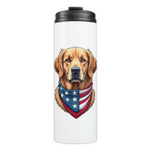 Patriotic Golden Retriever Vintage Engraving Shirt Thermal Tumbler