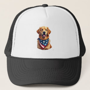 Patriotic Golden Retriever Vintage Engraving Shirt Trucker Hat