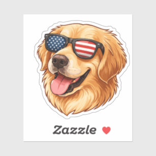 Patriotic Golden Retriever with American Flag 