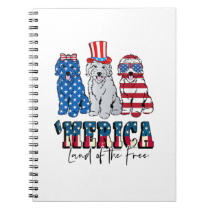 Patriotic Goldendoodle Dog 4th of July America USA Notebook