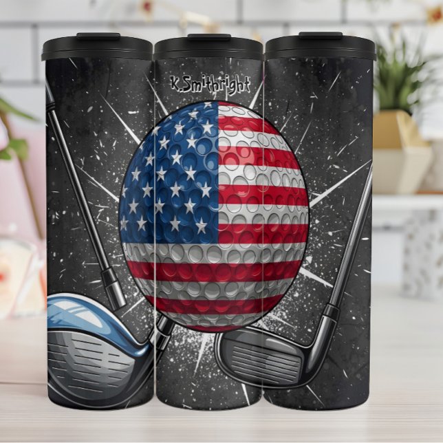  Patriotic Golf Ball American Flag Thermal Tumbler (Creator Uploaded)
