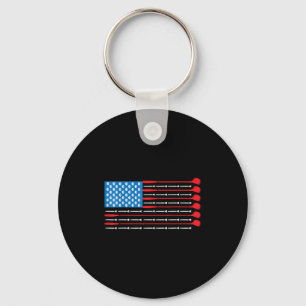 Patriotic Golf Shirt - Usa Flag Golf Clubs & G Key Ring