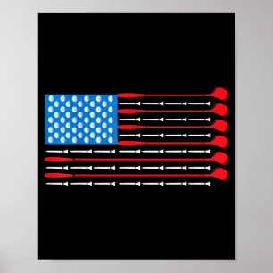 Patriotic Golf Shirt - USA Flag Golf Clubs Golf Poster