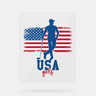 Patriotic Golf USA Acrylic Sign
