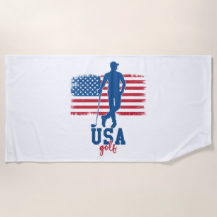 Patriotic Golf USA Beach Towel
