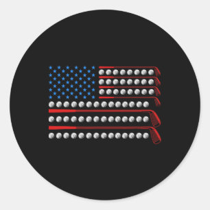 Patriotic Golf Usa Flag Golf Clubs 4th Of July Gol Classic Round Sticker
