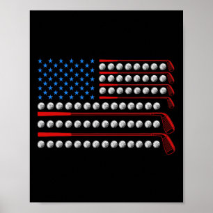 Patriotic Golf Usa Flag Golf Clubs 4th Of July Gol Poster