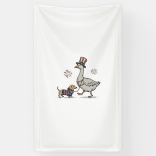 Patriotic Goose and Dachshund Vintage Shirt Design Banner