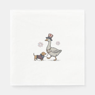 Patriotic Goose and Dachshund Vintage Shirt Design Napkin