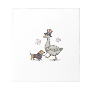 Patriotic Goose and Dachshund Vintage Shirt Design Notepad