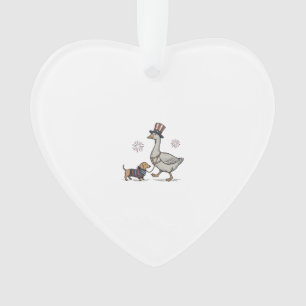 Patriotic Goose and Dachshund Vintage Shirt Design Ornament