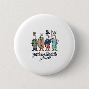 Patriotic Goose Lineup Vintage Vector Shirt_1 6 Cm Round Badge