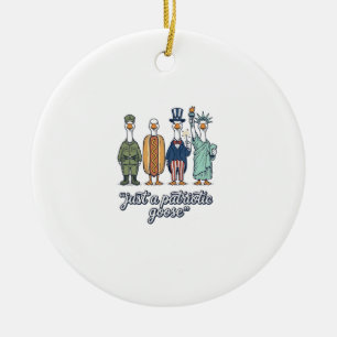 Patriotic Goose Lineup Vintage Vector Shirt_1 Ceramic Tree Decoration