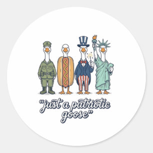 Patriotic Goose Lineup Vintage Vector Shirt_1 Classic Round Sticker