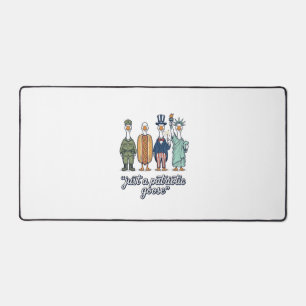 Patriotic Goose Lineup Vintage Vector Shirt_1 Desk Mat