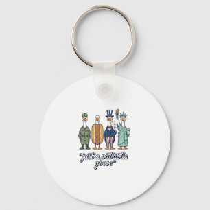 Patriotic Goose Lineup Vintage Vector Shirt_1 Key Ring
