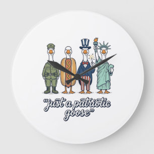 Patriotic Goose Lineup Vintage Vector Shirt_1 Large Clock
