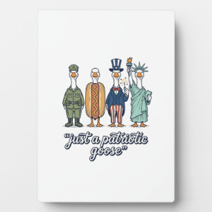 Patriotic Goose Lineup Vintage Vector Shirt_1 Plaque