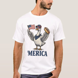 Patriotic Goose 'Merica Hot Dog Vintage Shirt Desi