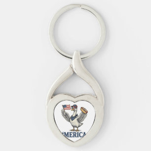 Patriotic Goose 'Merica Hot Dog Vintage Shirt Desi Key Ring