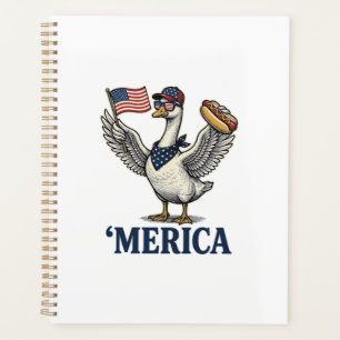 Patriotic Goose 'Merica Hot Dog Vintage Shirt Desi Planner