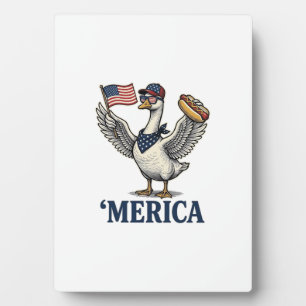 Patriotic Goose 'Merica Hot Dog Vintage Shirt Desi Plaque