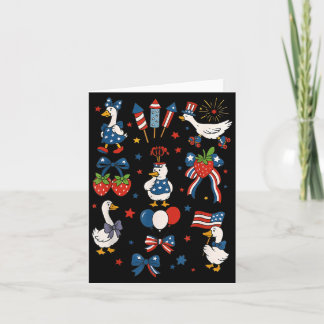 Patriotic Goose USA Flag Coquette Bow Independence Card