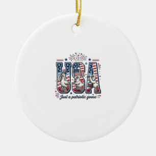 Patriotic Goose USA Vintage Fourth of July Shirt ( Ceramic Tree Decoration