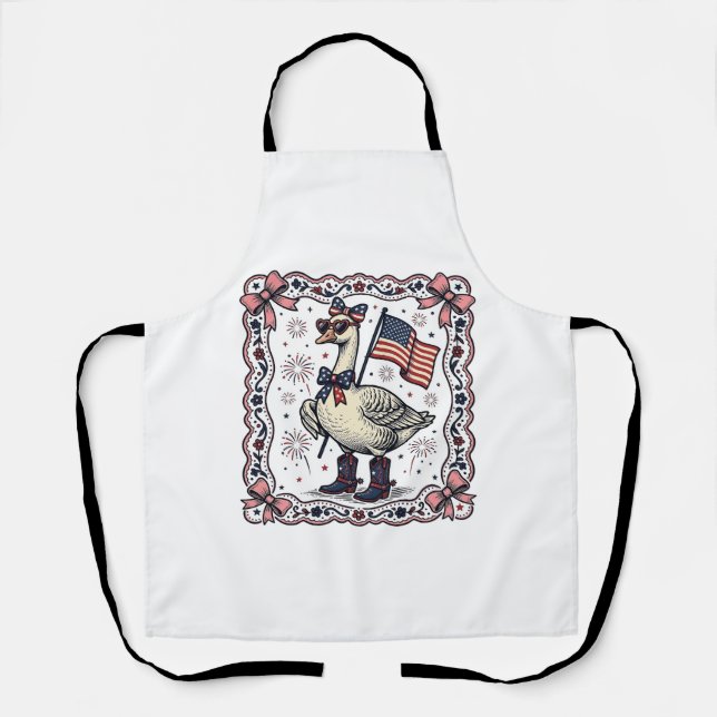 Patriotic Goose Vintage Engraving Apron (Front)