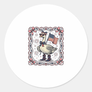 Patriotic Goose Vintage Engraving Classic Round Sticker