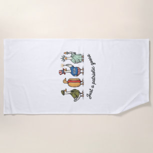 Patriotic Goose Vintage Engraving Funny USA Shirt Beach Towel