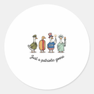 Patriotic Goose Vintage Engraving Funny USA Shirt  Classic Round Sticker
