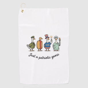 Patriotic Goose Vintage Engraving Funny USA Shirt Golf Towel