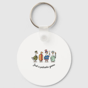 Patriotic Goose Vintage Engraving Funny USA Shirt Key Ring