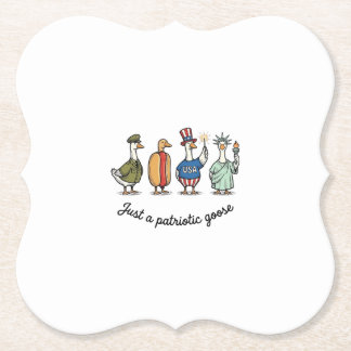 Patriotic Goose Vintage Engraving Funny USA Shirt  Paper Coaster