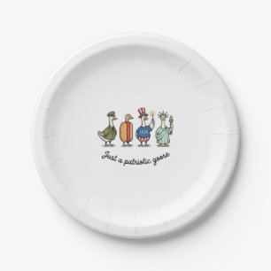 Patriotic Goose Vintage Engraving Funny USA Shirt  Paper Plate