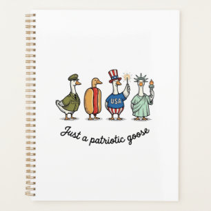 Patriotic Goose Vintage Engraving Funny USA Shirt  Planner