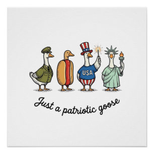 Patriotic Goose Vintage Engraving Funny USA Shirt  Poster