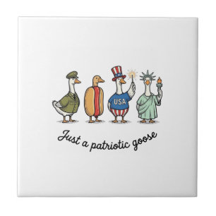 Patriotic Goose Vintage Engraving Funny USA Shirt Tile