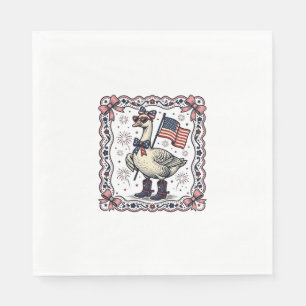 Patriotic Goose Vintage Engraving Napkin