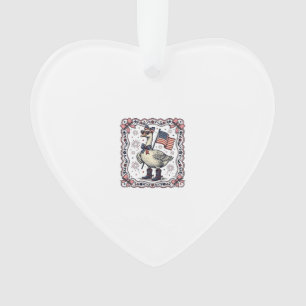 Patriotic Goose Vintage Engraving Ornament