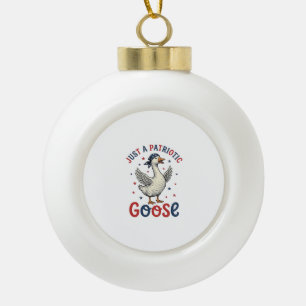 Patriotic Goose Vintage Fourth of July Shirt Desig Ceramic Ball Christmas Ornament