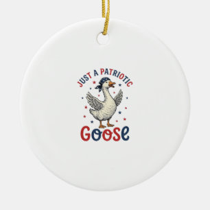 Patriotic Goose Vintage Fourth of July Shirt Desig Ceramic Tree Decoration