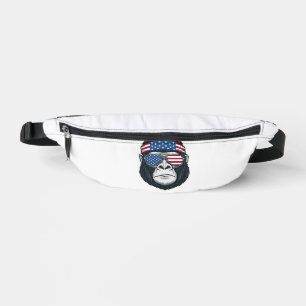 Patriotic Gorilla Face Vintage Engraving Vector_1 Bum Bags