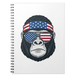 Patriotic Gorilla Face Vintage Engraving Vector_1 Notebook